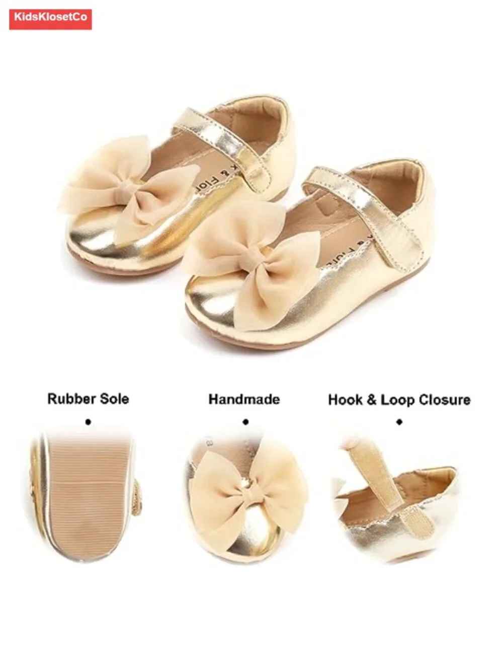 Toddler Girls Mary Jane Flats with Hook & Loop Closure, Cushioned Insole, Slip